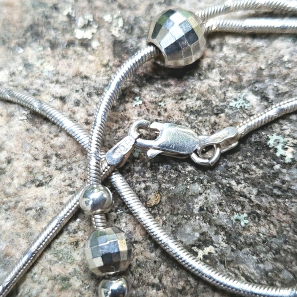 Sterling silver necklace, prism/disco ball pendant - Picture 2 of 7